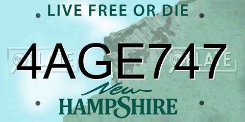 4AGE747 New Hampshire License Plate