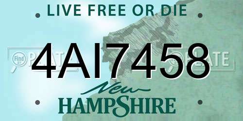 4AI7458 New Hampshire License Plate