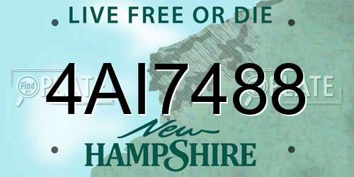 4AI7488 New Hampshire License Plate