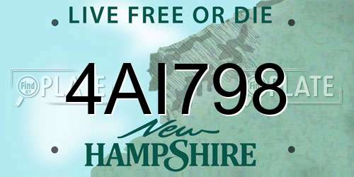 4AI798 New Hampshire License Plate