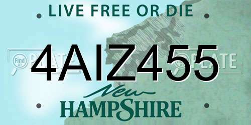 4AIZ455 New Hampshire License Plate