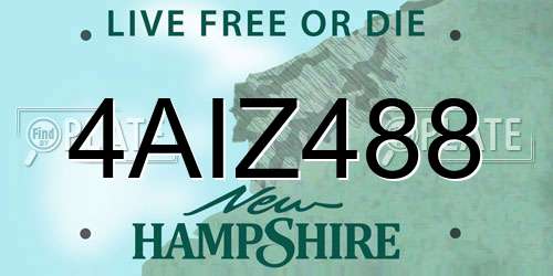 4AIZ488 New Hampshire License Plate