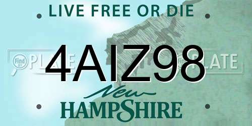 4AIZ98 New Hampshire License Plate