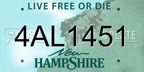 4AL1451 New Hampshire License Plate