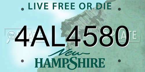 4AL4580 New Hampshire License Plate