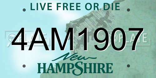 4AM1907 New Hampshire License Plate