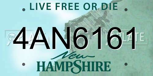 4AN6161 New Hampshire License Plate