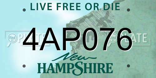 4AP076 New Hampshire License Plate