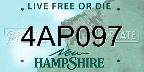 4AP097 New Hampshire License Plate