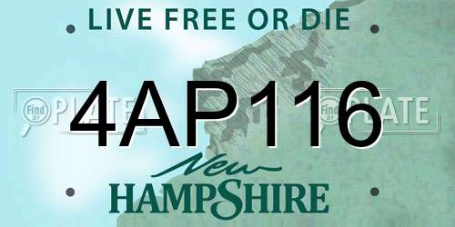 4AP116 New Hampshire License Plate