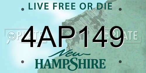 4AP149 New Hampshire License Plate