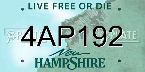 4AP192 New Hampshire License Plate