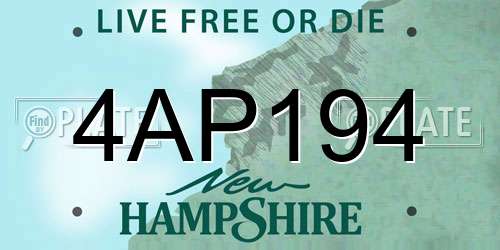 4AP194 New Hampshire License Plate