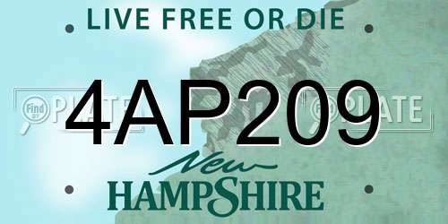 4AP209 New Hampshire License Plate