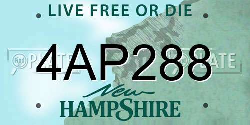 4AP288 New Hampshire License Plate