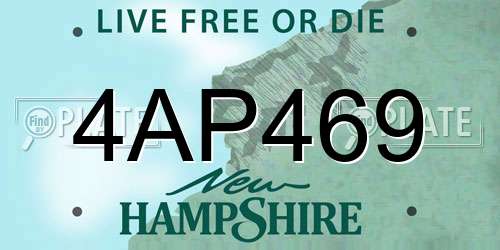 4AP469 New Hampshire License Plate