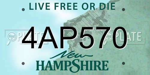 4AP570 New Hampshire License Plate