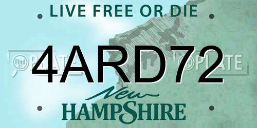 4ARD72 New Hampshire License Plate