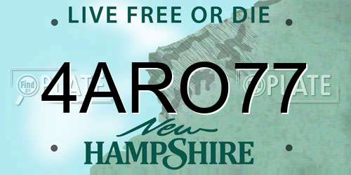 4ARO77 New Hampshire License Plate