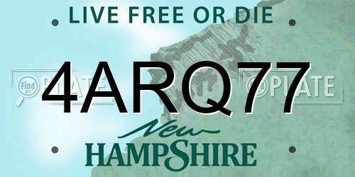 4ARQ77 New Hampshire License Plate