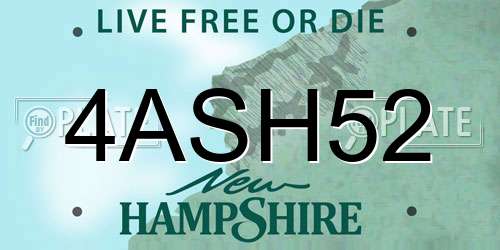 4ASH52 New Hampshire License Plate