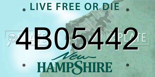 4B05442 New Hampshire License Plate