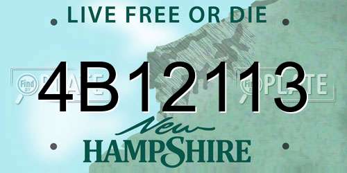 4B12113 New Hampshire License Plate