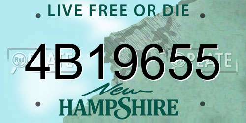 4B19655 New Hampshire License Plate