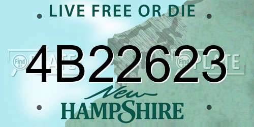 4B22623 New Hampshire License Plate