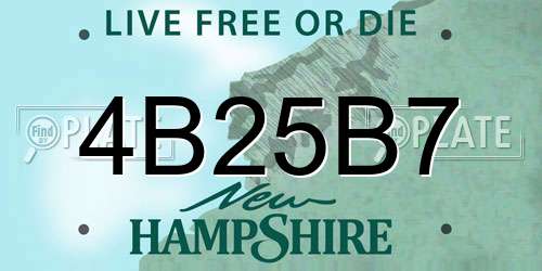 4B25B7 New Hampshire License Plate