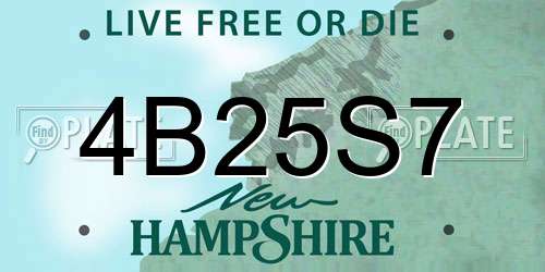 4B25S7 New Hampshire License Plate