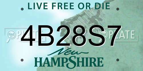4B28S7 New Hampshire License Plate