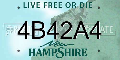 4B42A4 New Hampshire License Plate