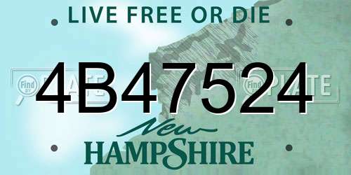 4B47524 New Hampshire License Plate