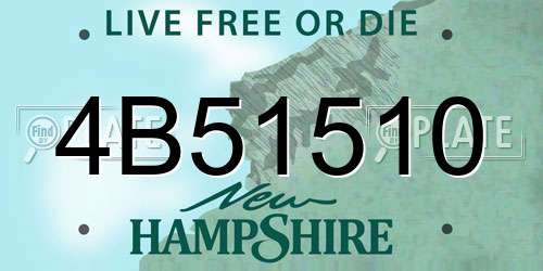 4B51510 New Hampshire License Plate