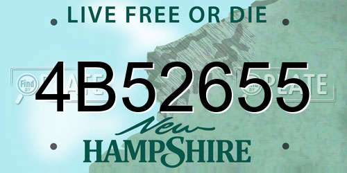 4B52655 New Hampshire License Plate
