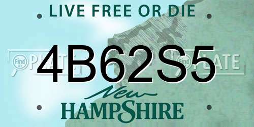 4B62S5 New Hampshire License Plate