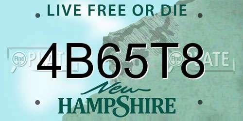 4B65T8 New Hampshire License Plate