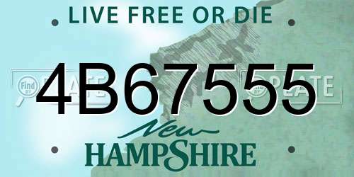 4B67555 New Hampshire License Plate