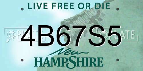4B67S5 New Hampshire License Plate