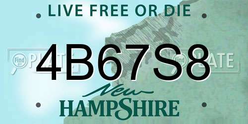 4B67S8 New Hampshire License Plate