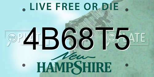 4B68T5 New Hampshire License Plate