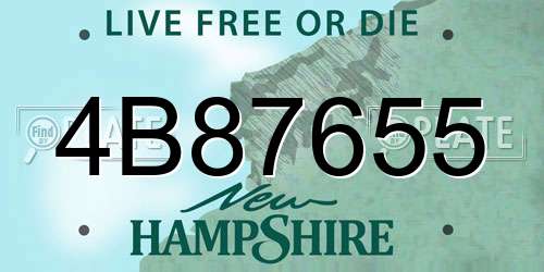 4B87655 New Hampshire License Plate