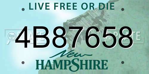 4B87658 New Hampshire License Plate