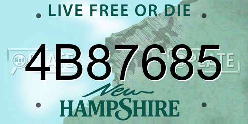 4B87685 New Hampshire License Plate