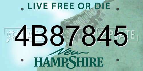 4B87845 New Hampshire License Plate