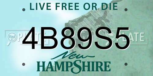 4B89S5 New Hampshire License Plate