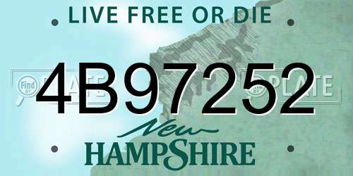 4B97252 New Hampshire License Plate