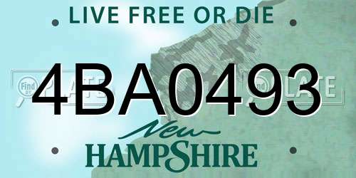 4BA0493 New Hampshire License Plate