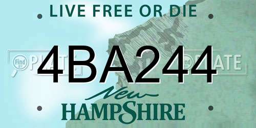 4BA244 New Hampshire License Plate